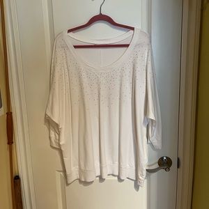 Rhinestone 3/4 Sleeve Scoop Neck